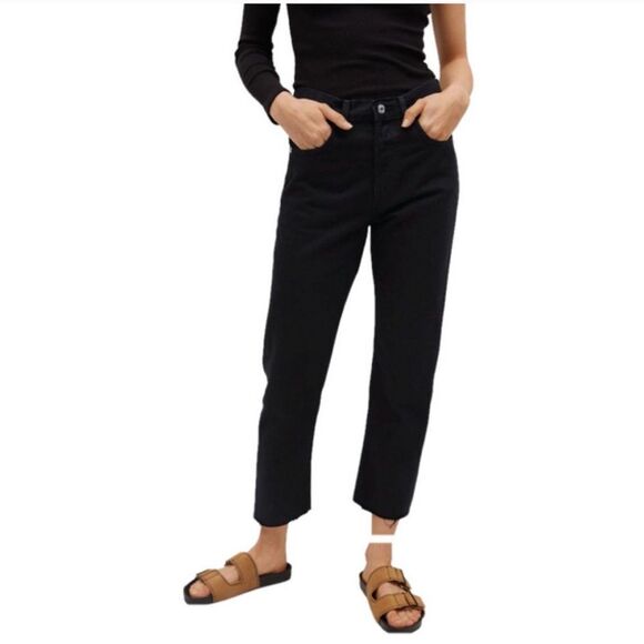 Mango Denim - MANGO | Havana Straight Leg Black Jeans - Size 8